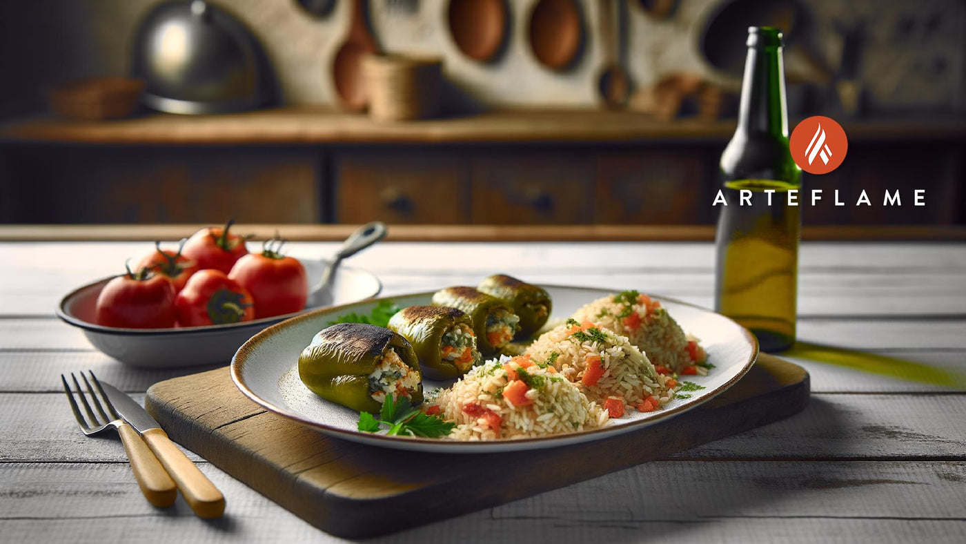 Greek Grilled Stuffed Peppers with Rice and Herbs