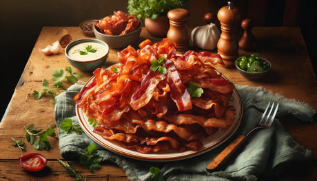 abundant plate of perfectly cooked crispy bacon