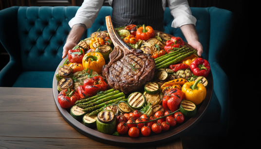 Tray with perfectly grilled food from the weber griddle
