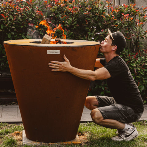 Arteflame One Series 40″ — XXL Flat-Top Charcoal Grill & Fire Bowl (Single-Piece CORTEN Body)