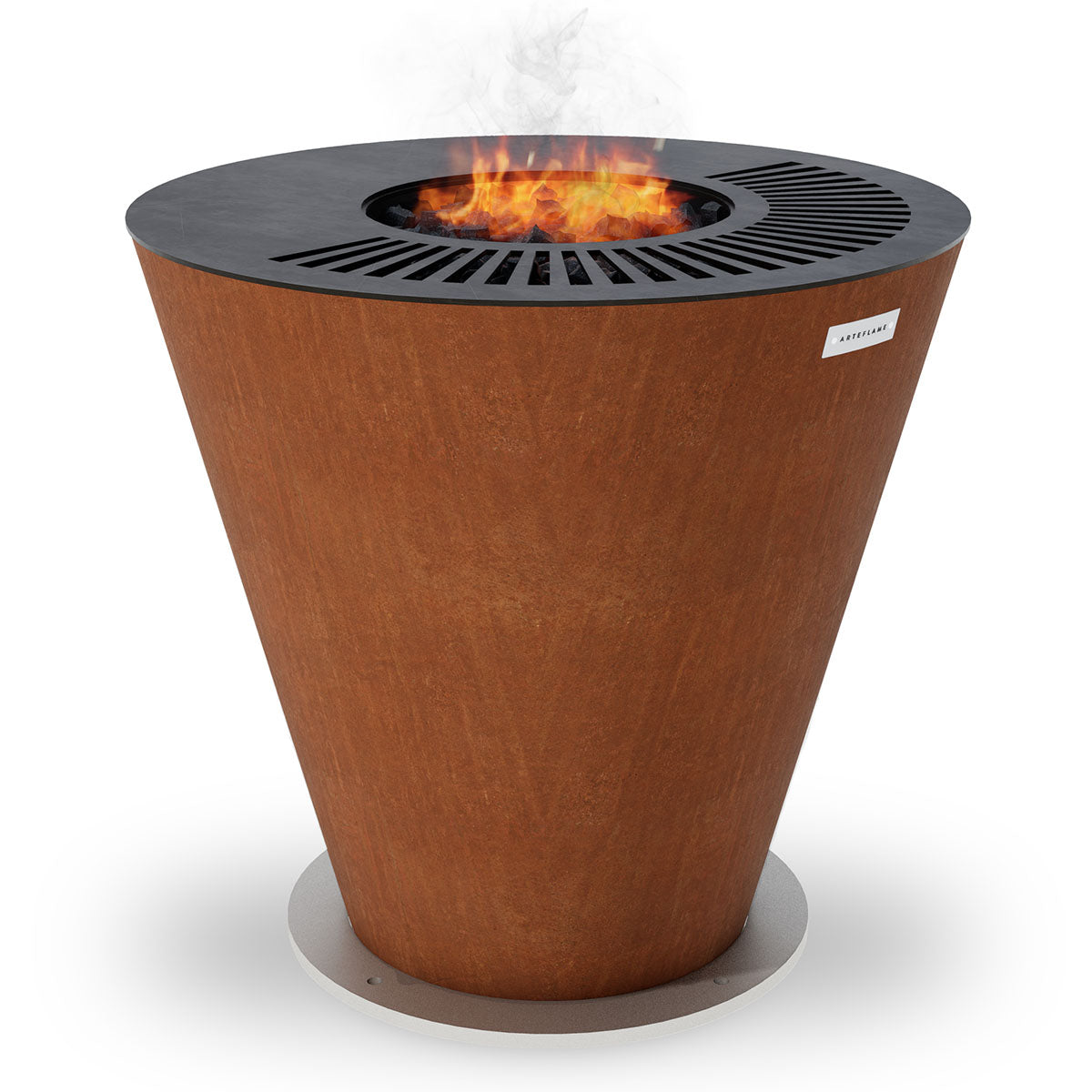 Arteflame Park Series — One-Piece CORTEN Steel Park Grill (30″ / 40″) with Half Griddle + Half Grill