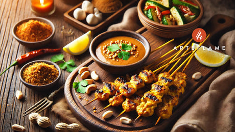 Grilled Chicken Satay with Thai Peanut Sauce on the Arteflame