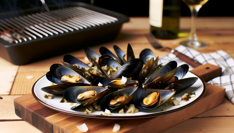 French Grilled Mussels with White Wine and Shallots