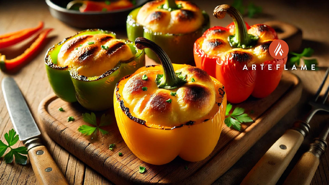 Grilled Cheese Soufflé Stuffed Peppers on the Arteflame Grill