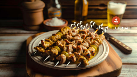 Greek Chicken Souvlaki Skewers with Mustard
