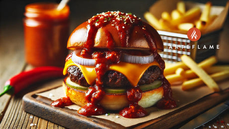 Grilled Burger with Traditional Chili Sauce