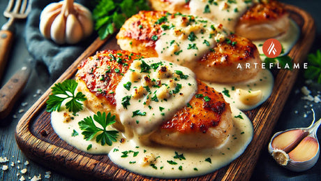 Creamy Garlic Chicken Recipe on the Arteflame Grill