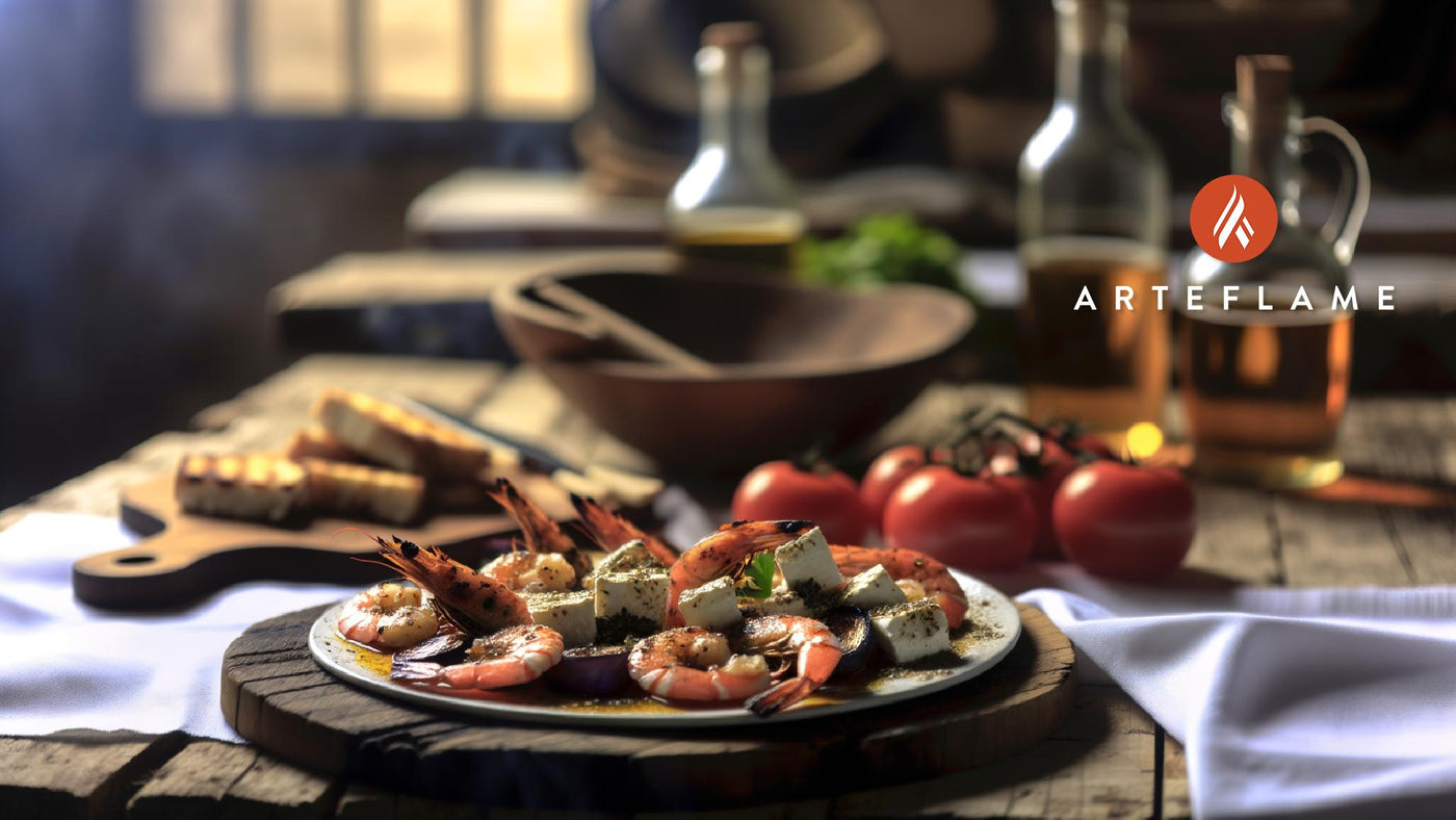 Greek Grilled Shrimp Saganaki with Feta and Tomatoes
