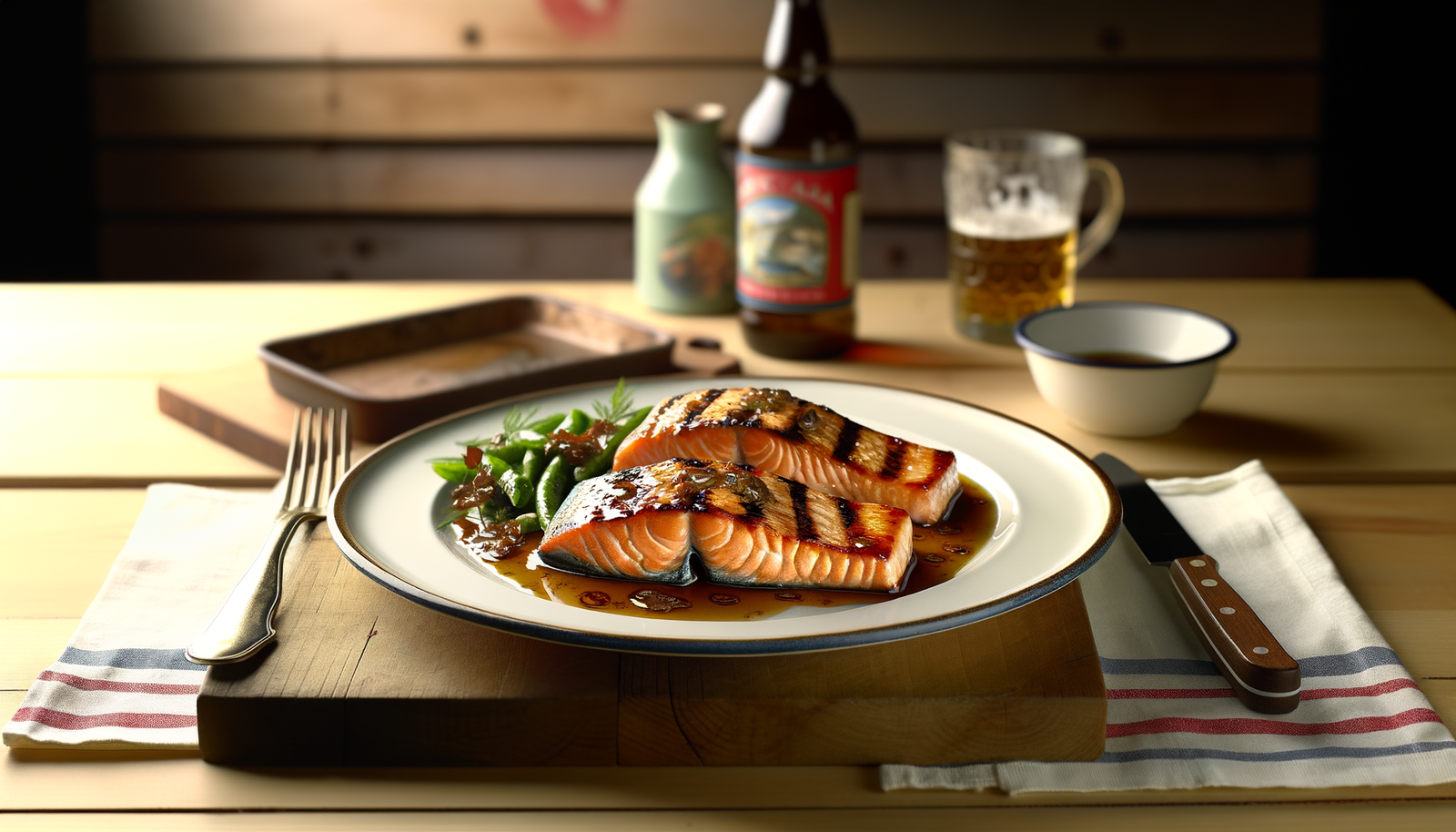 Grilled Alaska Silver Salmon Steaks with Maple Soy Glaze