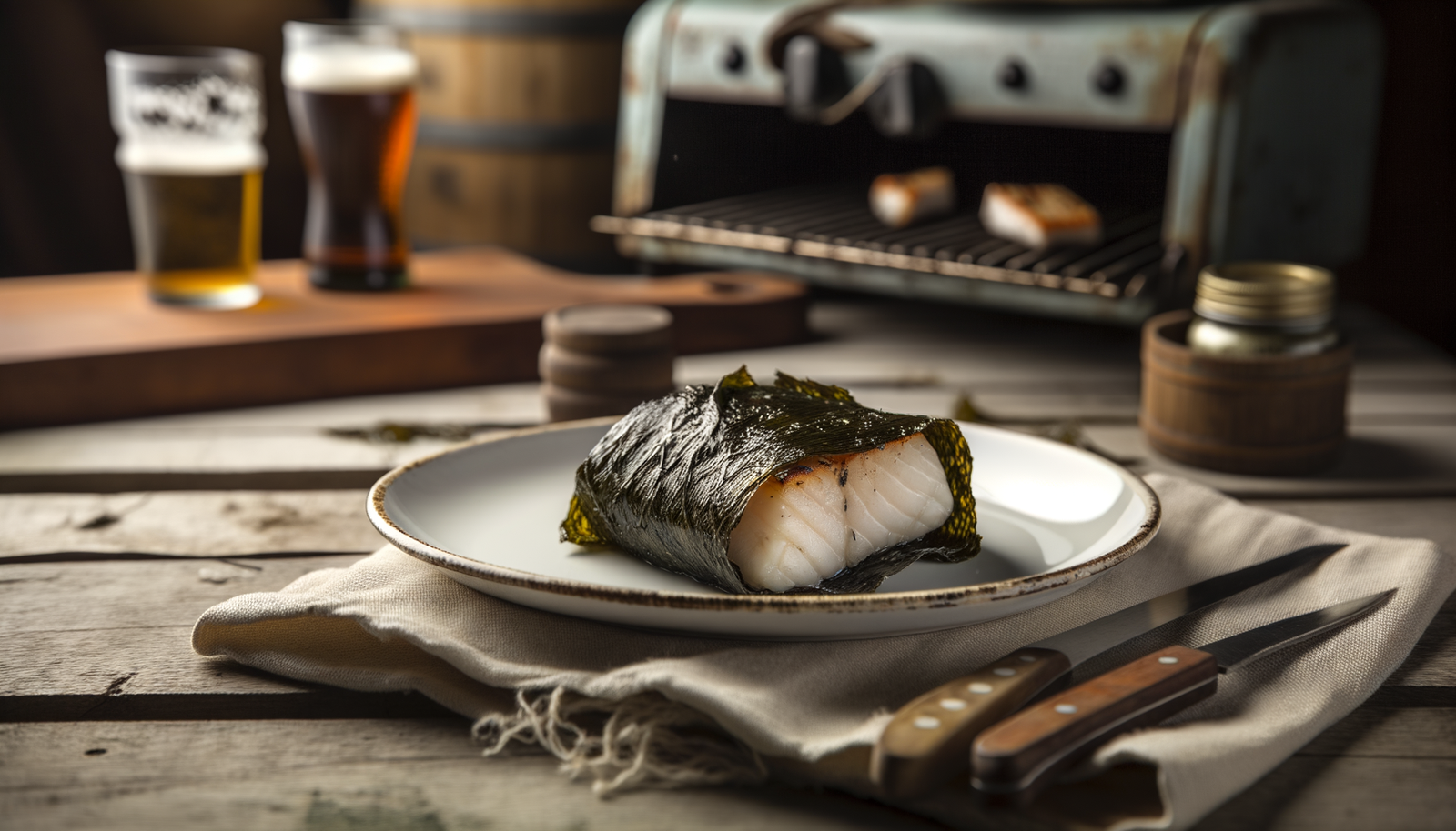 Grilled Alaska Kelp-Wrapped Halibut on Arteflame