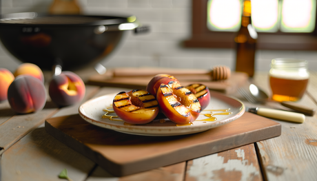 Grilled Delaware Peaches with Honey Drizzle