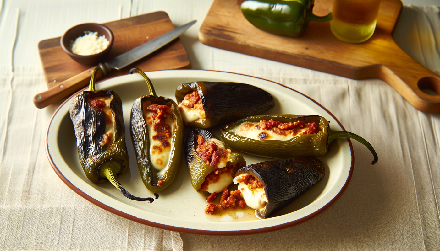 Mexican Chile Relleno Stuffed with Cheese and Chorizo