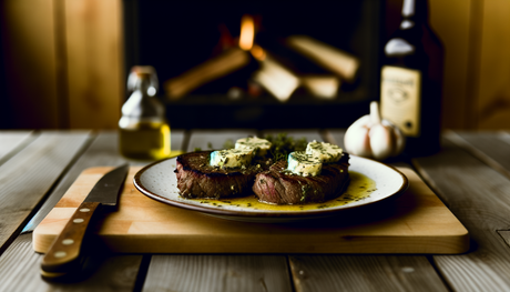 Alaskan Grilled Muskox Steaks with Garlic-Herb Butter