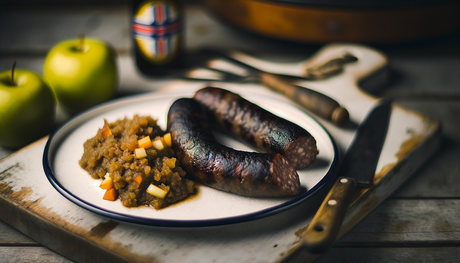 Norwegian Grilled Blood Sausage with Apple Chutney