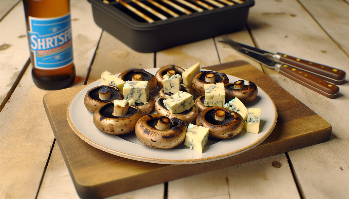 Grilled Mushrooms with Welsh Blue Cheese