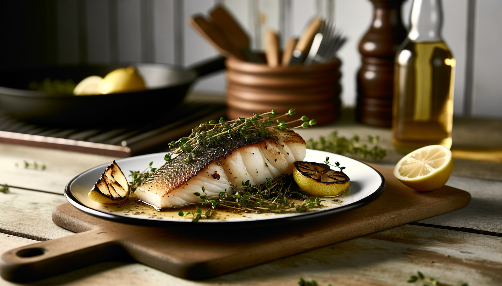 Charred Norwegian Cod Fillet with Lemon and Thyme