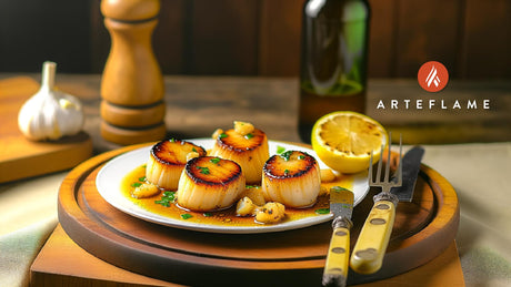 Grilled Connecticut Scallops with Garlic-Lemon Butter
