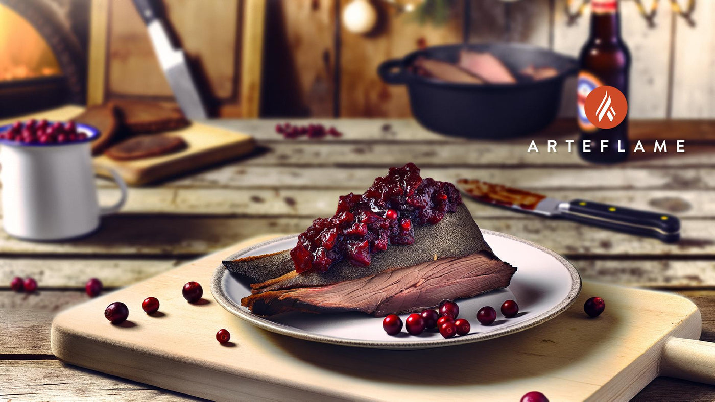 Swedish Pine-Smoked Venison with Cranberry Sauce