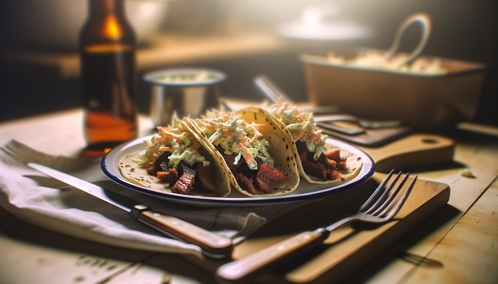 Crispy Arkansas BBQ Coleslaw Tacos