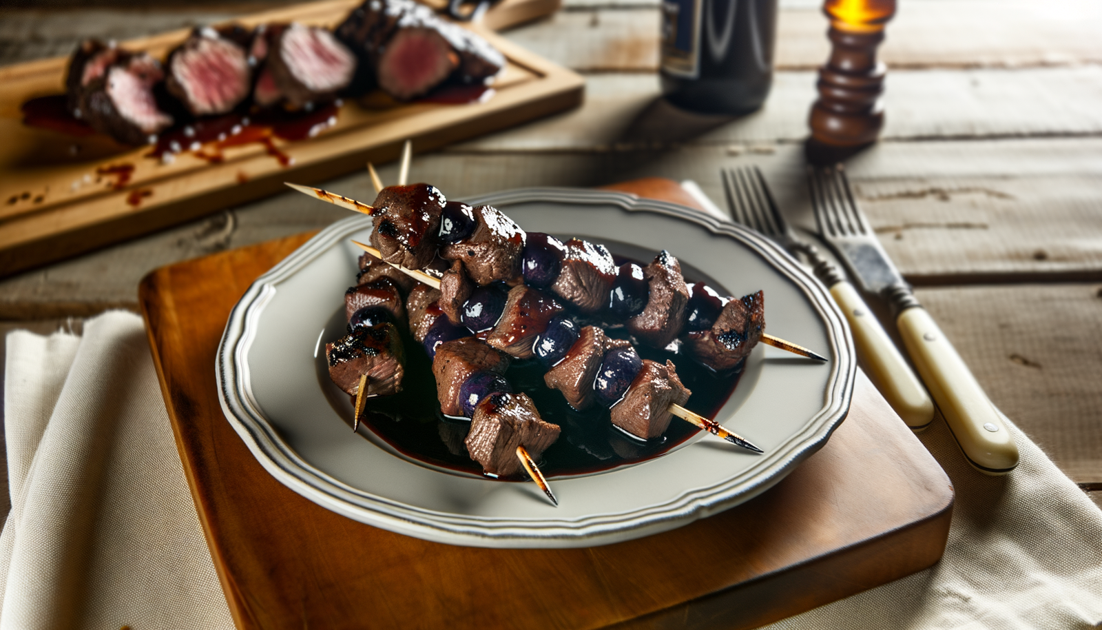 Alaska Grilled Blueberry BBQ Moose Kabobs