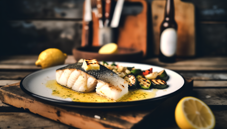 Grilled Alaska Pacific Cod with Lemon-Garlic Butter