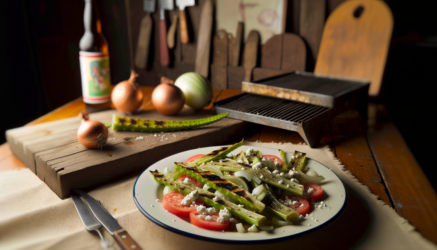 Mexican Grilled Cactus Salad with Cotija Cheese