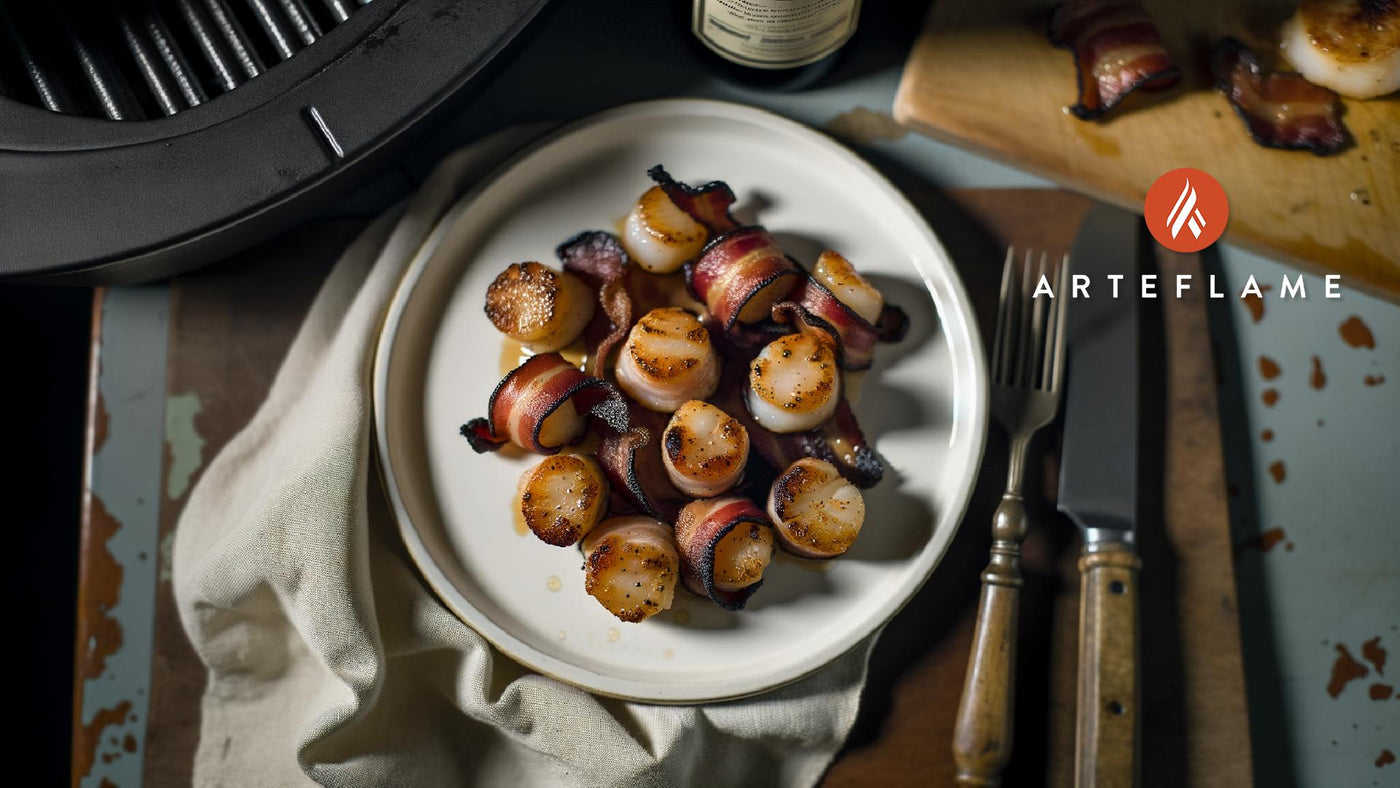 Maine Smoked Bacon-Wrapped Scallops on Arteflame