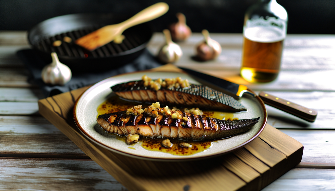 Smoked Idaho Sturgeon Fillet with Garlic Butter Sauce