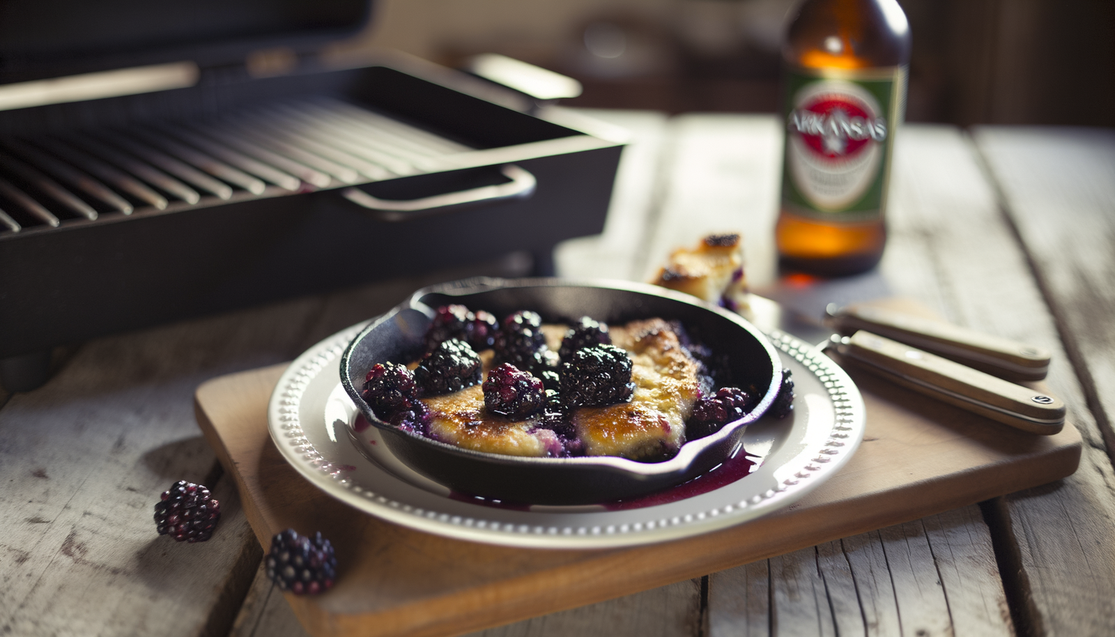 Grilled Arkansas Blackberry Cobbler Skillet