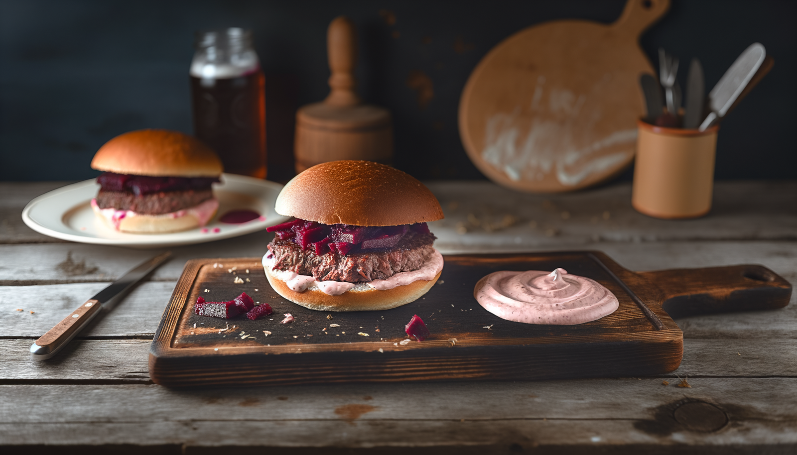 Finnish Elk Burger with Beetroot Mayo