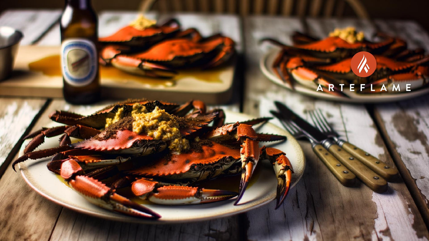 Grilled Louisiana Blue Crabs with Spicy Garlic Butter