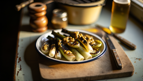 Charred Leeks with Welsh Mustard Dressing