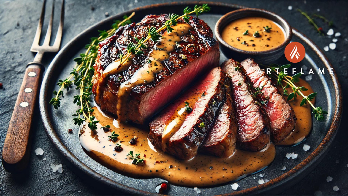 Ribeye Steak with Bourbon Cream Sauce on the Arteflame Grill