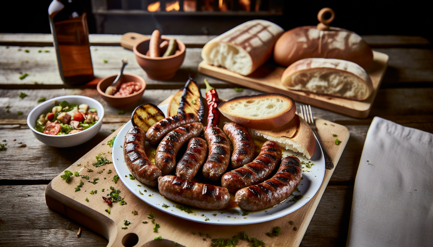 Grilled Albanian Sausage Platter on Arteflame Grill