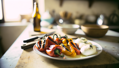 Italian Charred Bell Peppers with Burrata