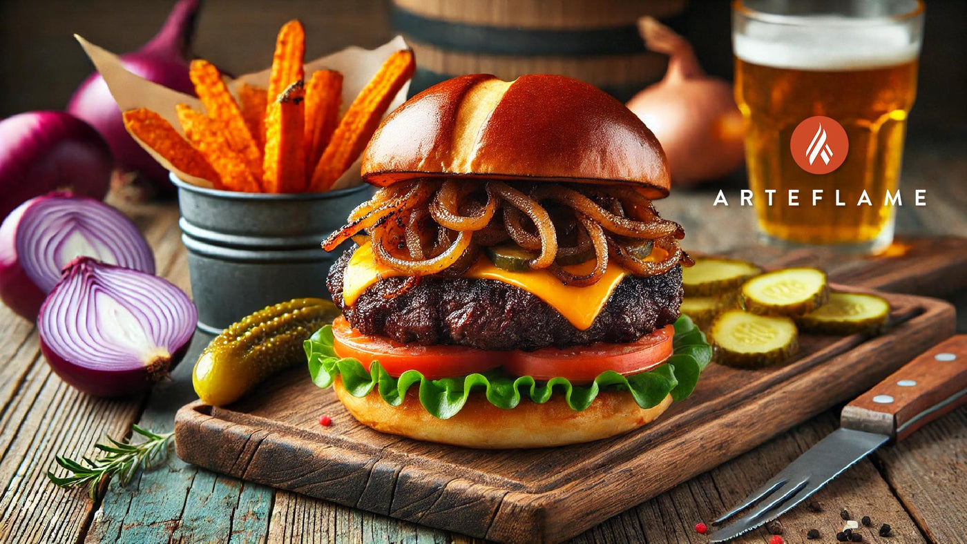 Bison Burgers with Caramelized Onions