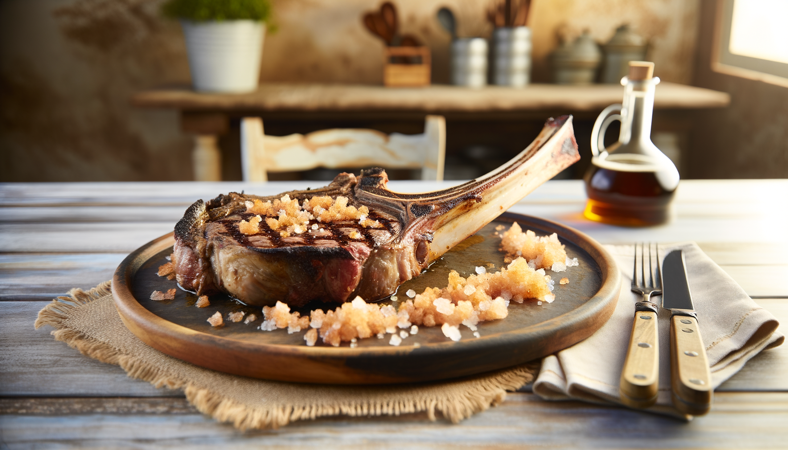 Grilled Spanish Tomahawk Steak with Smoked Salt