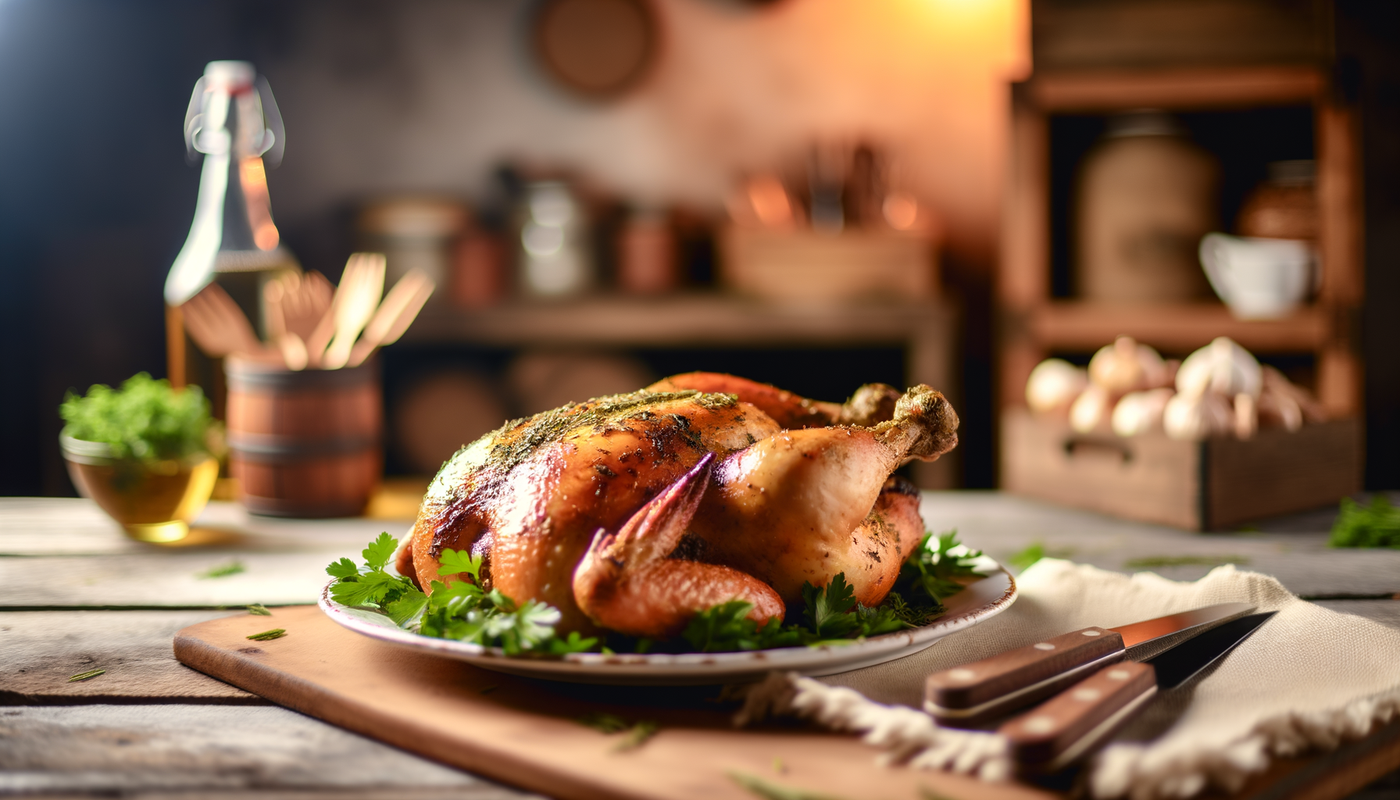 Albanian Slow-Grilled Whole Chicken with Herbs