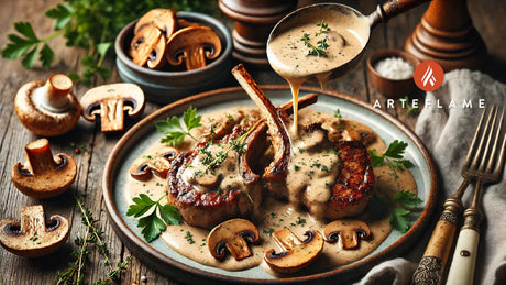 Lamb Chops with Mushroom Sauce on the Arteflame Grill