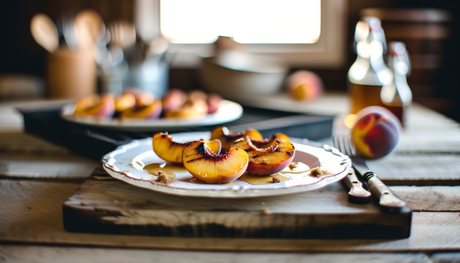 Grilled Iowa Peaches with Honey and Cinnamon