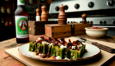 Mexican Grilled Nopales with Queso Fresco and Salsa Roja