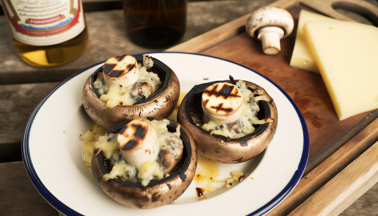 British Grilled Stilton-Stuffed Mushrooms