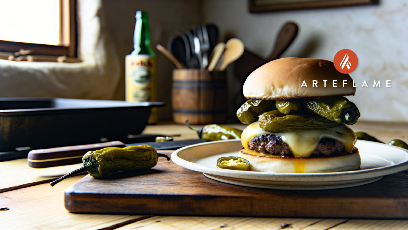 Arizona Green Chile Cheeseburger on the Arteflame Grill