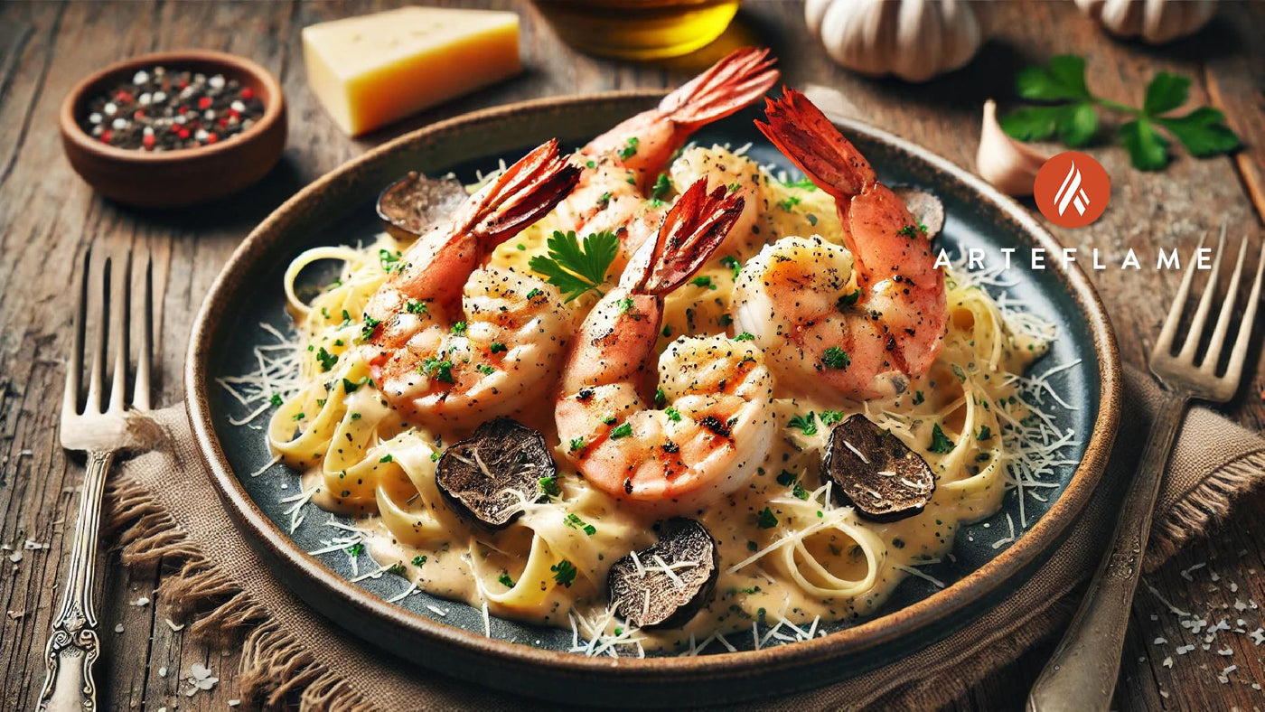 Arteflame Grilled Shrimp Alfredo with Truffle Recipe