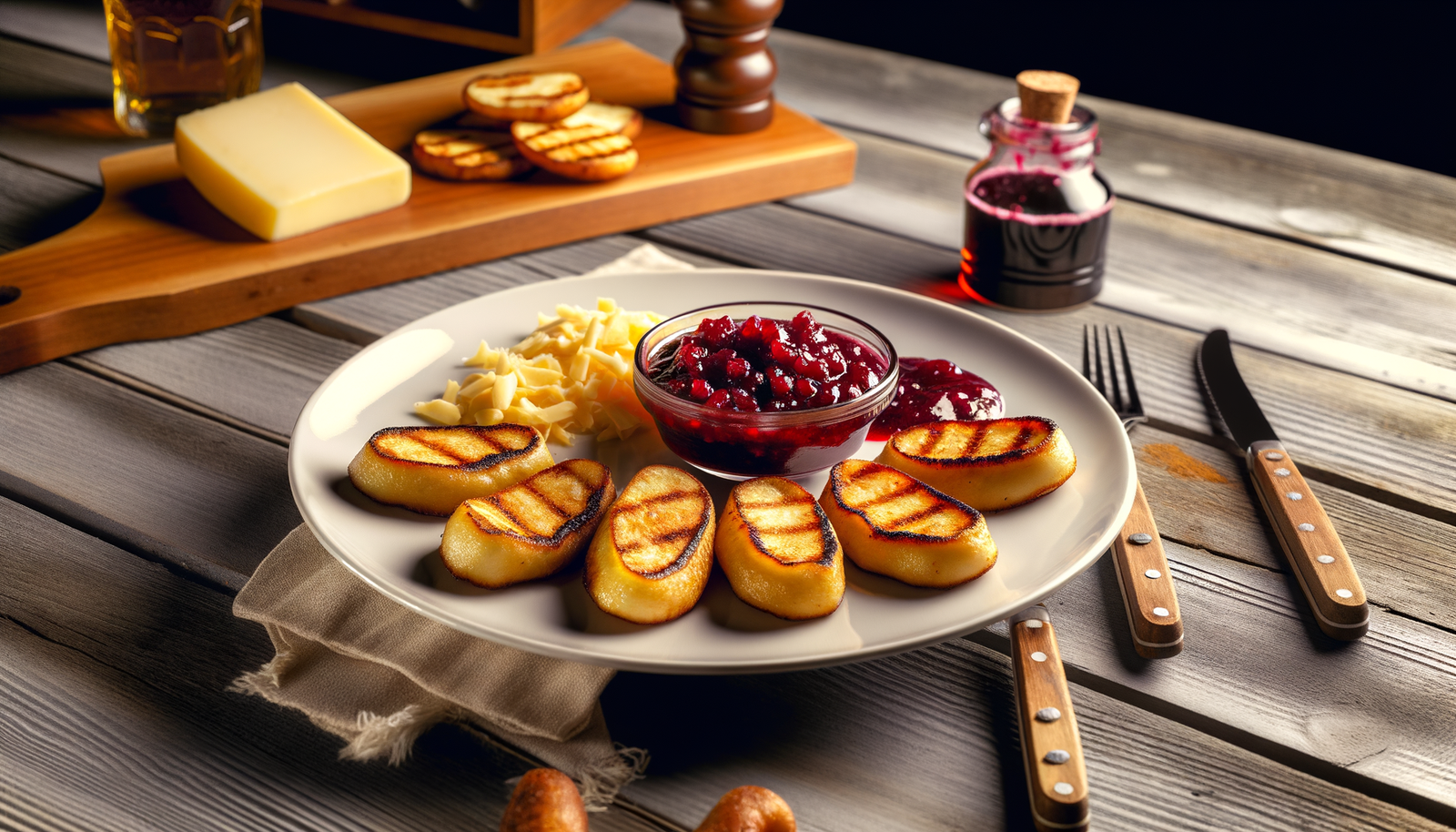 Grilled Polish Oscypek with Cranberry Sauce