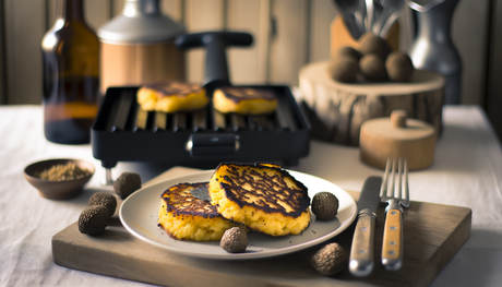 French Grilled Black Truffle Polenta Cakes