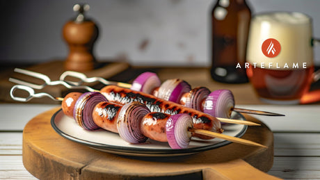 Welsh Sausage and Red Onion Skewers on the Arteflame Grill