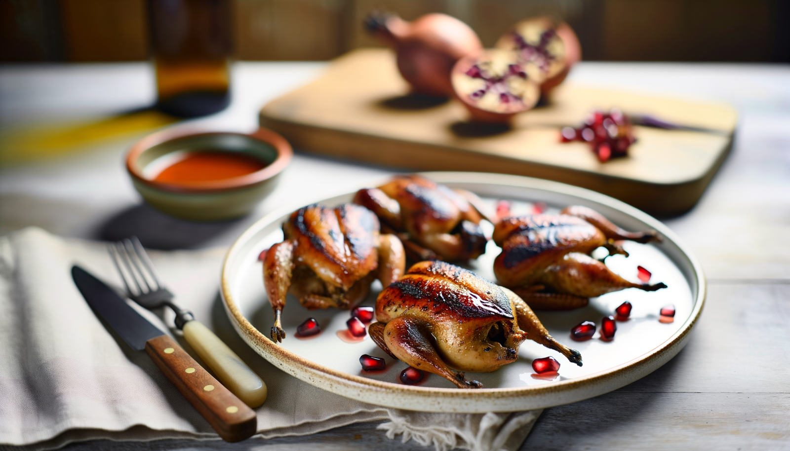 Spanish Grilled Quail with Pomegranate Glaze