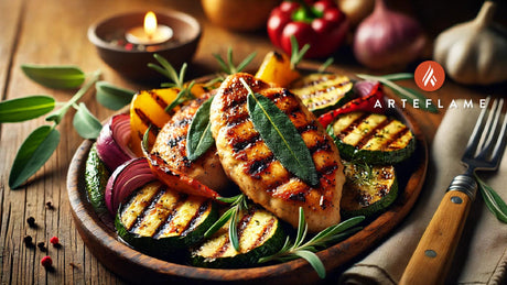 Grilled Sage Butter Chicken with Roasted Vegetables