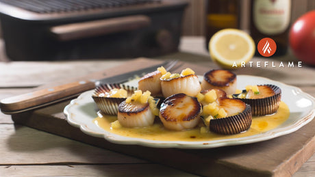 Portuguese Grilled Scallops with Lemon Butter Sauce